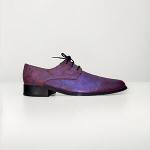 John Fluevog Purple Floral Leather Lace Up Dress Shoes Men’s Size 9